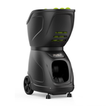 PT-9001 tennis ball machine showing ball feeder and control panel